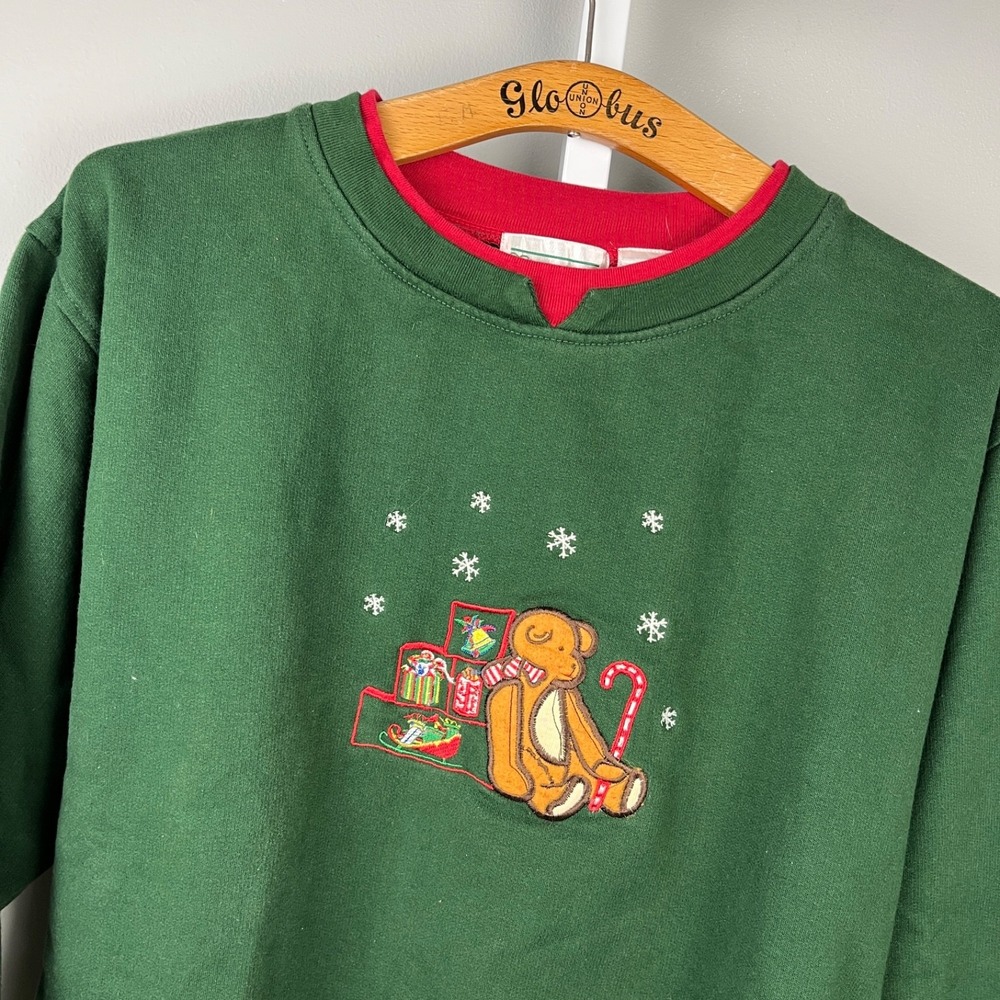 Vintage Shenanigans Christmas Crewneck Sweatshirt Womens Teddy Bear‎ Grannycore